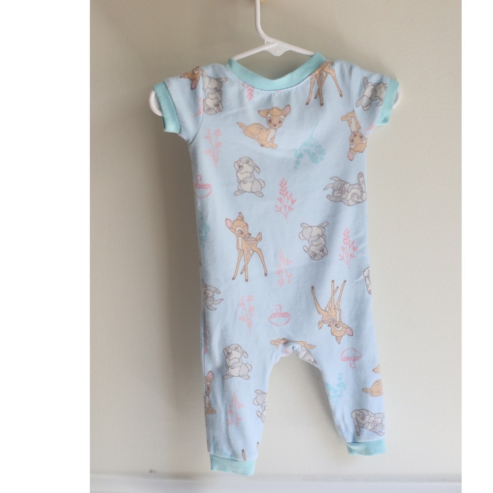 Disney Baby Bambi Thumper Blue Short Sleeve Zip Romper Sleeper Pajamas 6M - Picture 4 of 5